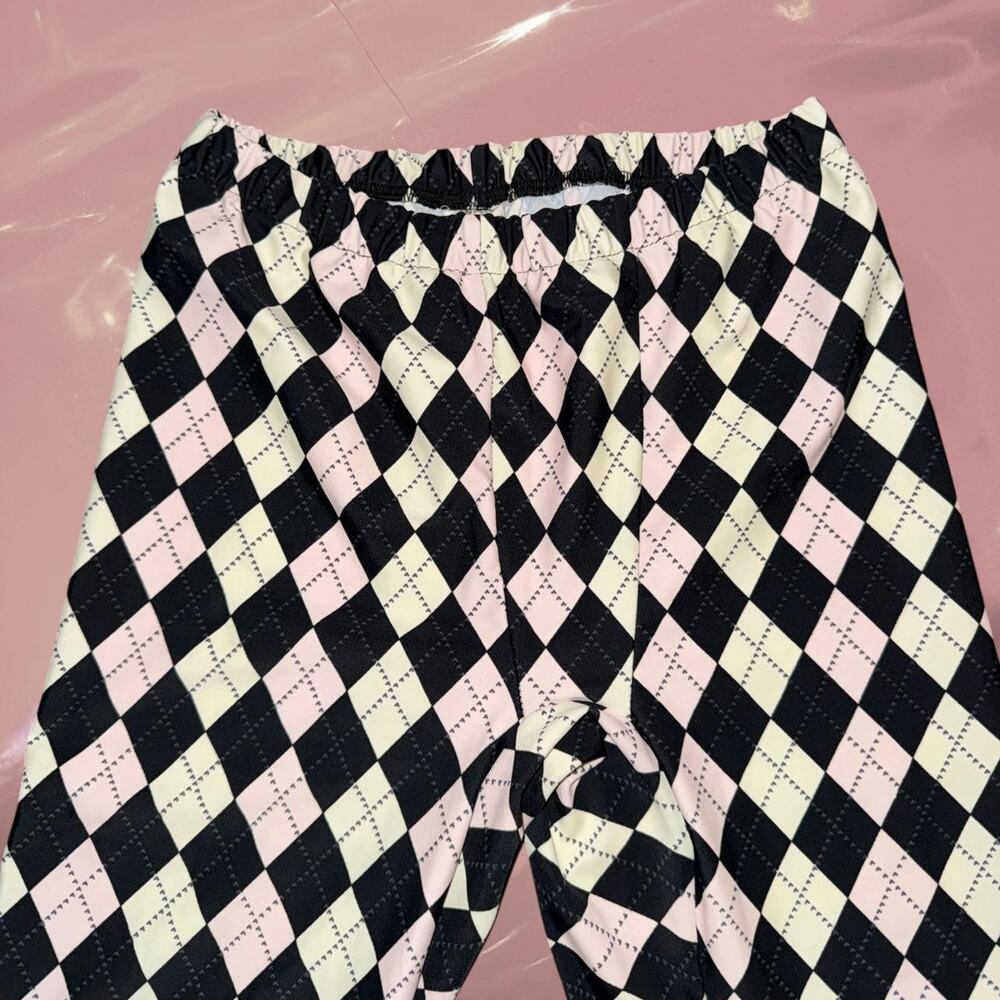 Y2K Argyle print clown core legging tights M